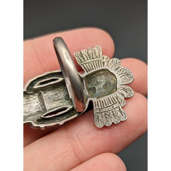 Sterling Silver Kachina Blue Turquoise Stone Vintage Ring Size 7 - Picture 7 of 9